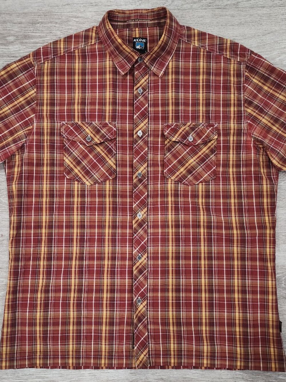 Kuhl Short Sleeve Checked Multicolor Plaid Shirt Men's XL Outdoor Hiking Camping